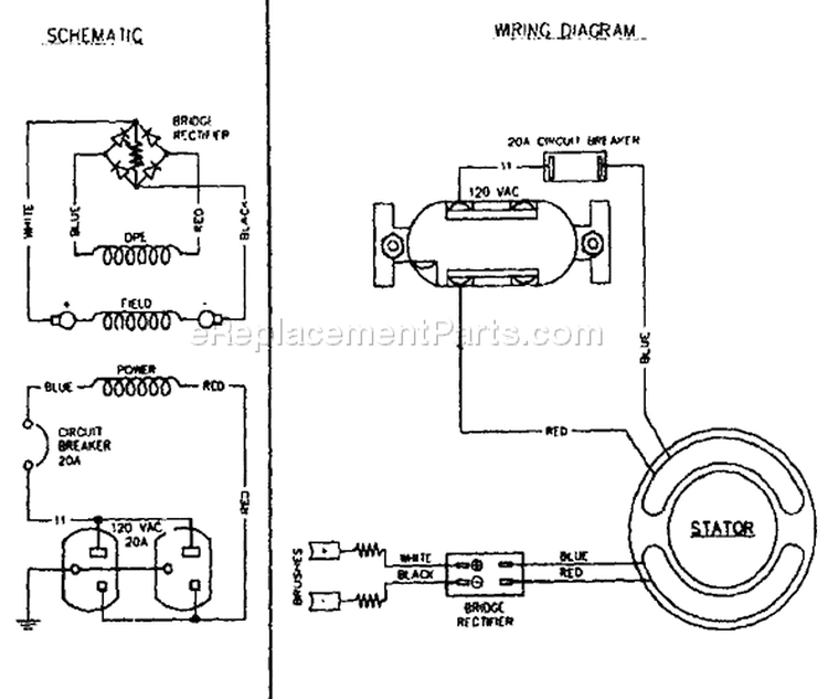 Page B Diagram and Parts List for 8970-0 S2400 Briggs and Stratton Generator